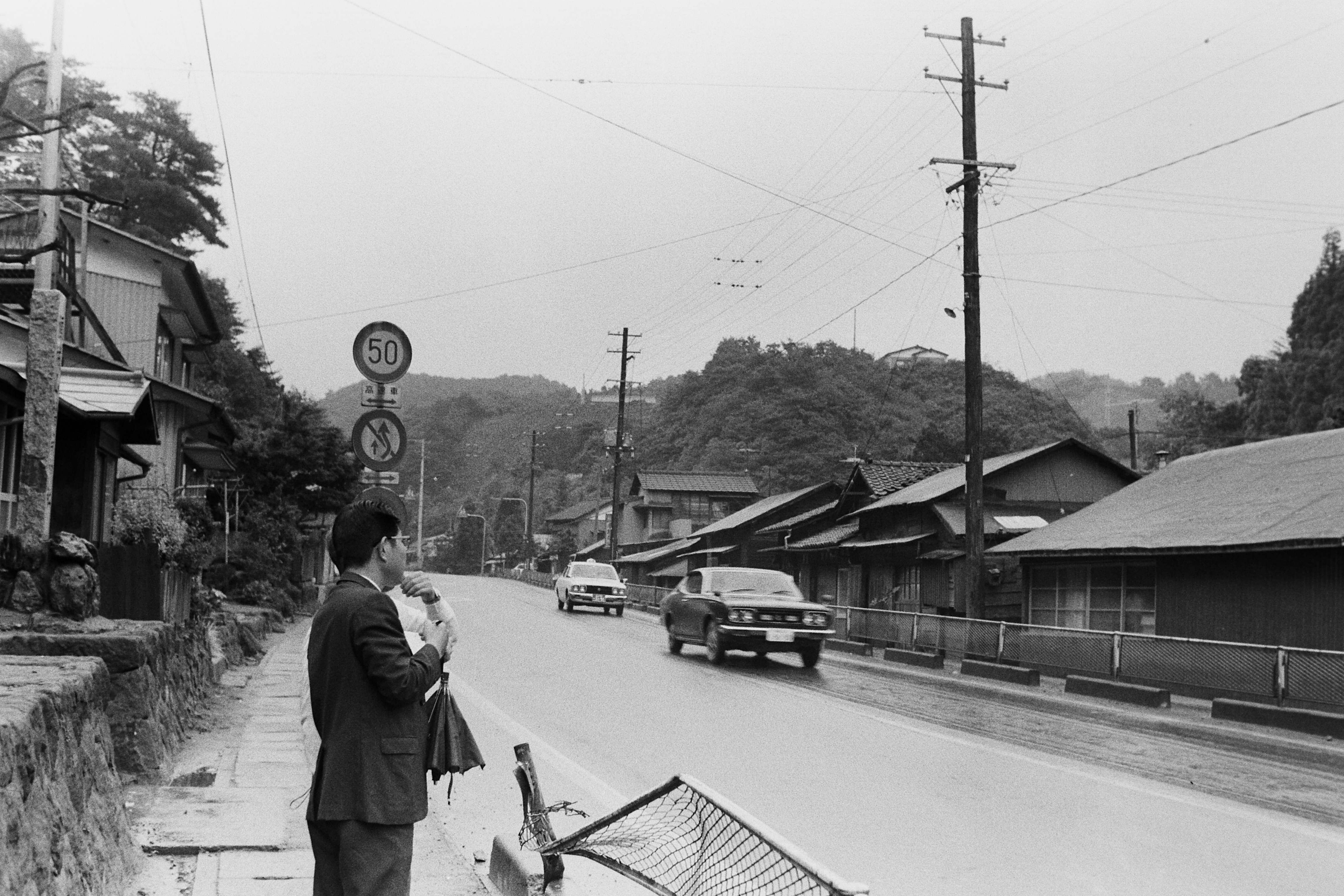 湯本町傾城・国道6号(昭和50年代、いわき市撮影)