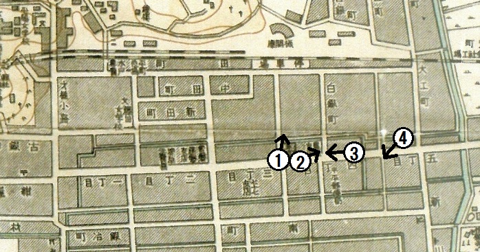■地図4  平町全図(8,000分の1、昭和7年頃、いわき総合図書館所蔵)