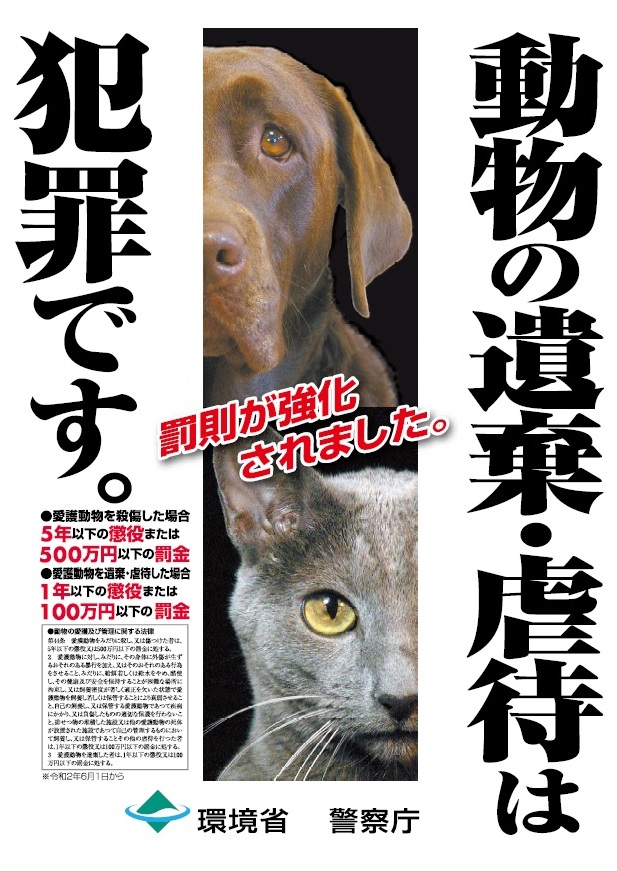 動物の遺棄・虐待は犯罪です。