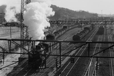 昭和42年2月の湯本駅構内