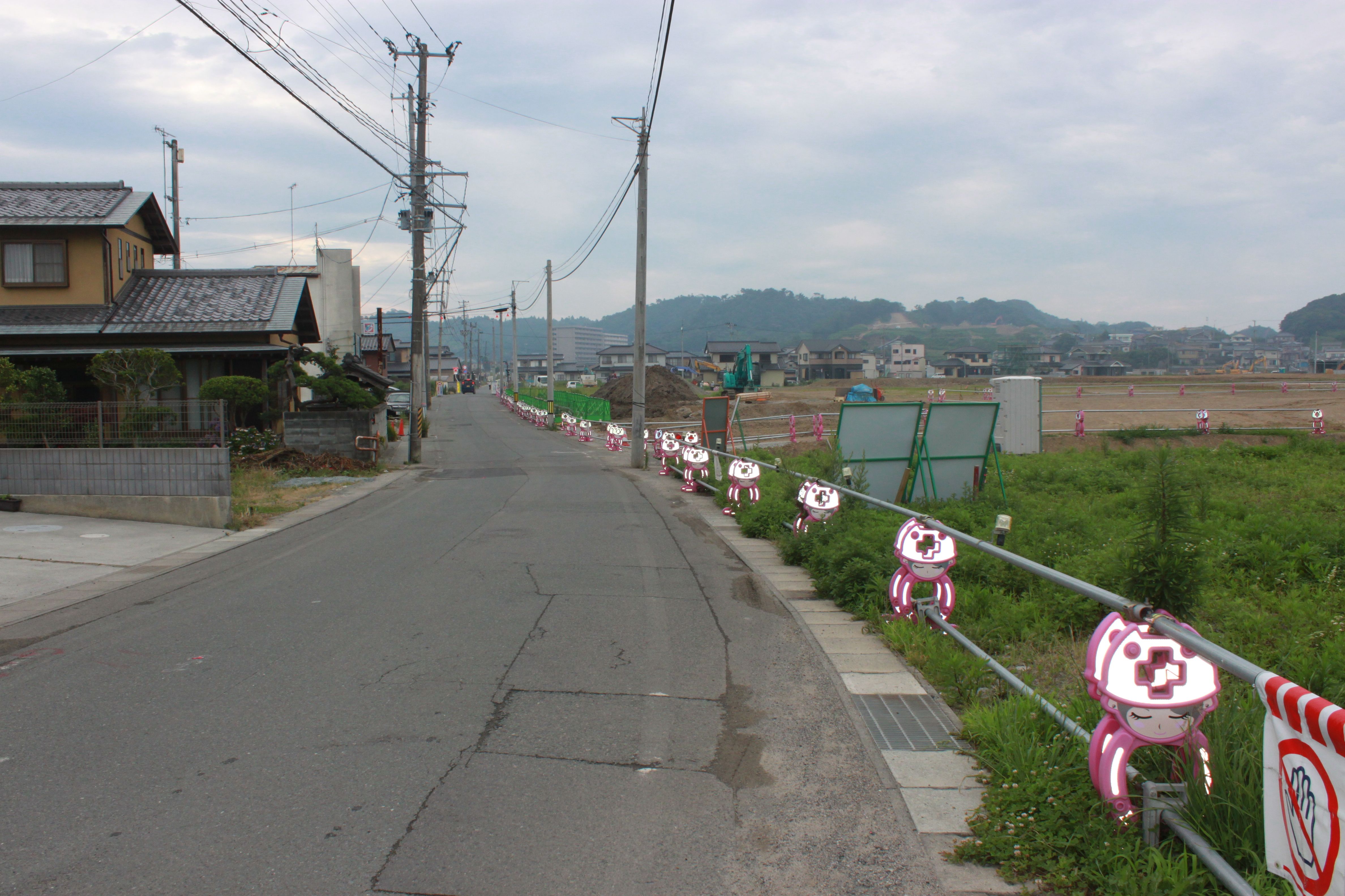 2-6旧浜街道のルートを残して、久之浜震災復興土地区画整理事業に着手〔平成27(2015)年7月、いわき市撮影〕