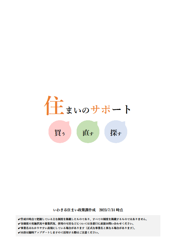 「住まいのサポート」チラシ表紙
