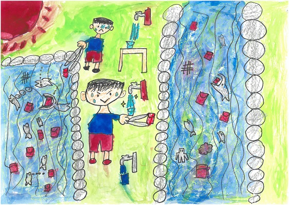 佳作　平五小学校　大和暖「川は水のもと　きたないと水がのめなくなる」