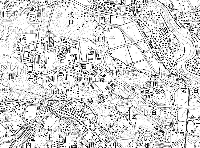 ■地図2　「いわき好間中核工業団地」の工場配置状況　〔 1.50,000地形図　平(平成19年修正)  国土地理院発行〕　