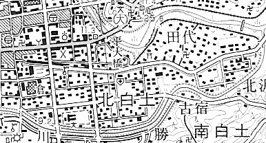 「平東部土地区画整理事業」が完了し、北白土はほぼ宅地化　〔1.50,000地形図　平(平成19年修正)  国土地理院発行〕