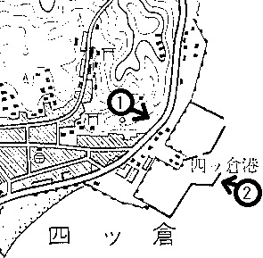 四倉港 南方に港と防潮堤が新たに建設。海岸部には新しい国道6号が通じた。　〔1.25,000いわき都市計画図　昭和42年測量　いわき市発行〕