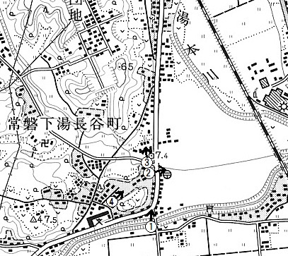 地図2 大きな変化のない下湯長谷周辺　〔1.25,000地形図　磐城泉(昭和46年測量)　国土地理院発行〕