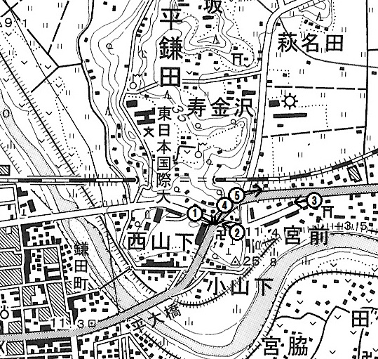 2.■地図3  現在の平鎌田　〔1.25,000地形図　平(平成18年更新)　国土地理院発行〕