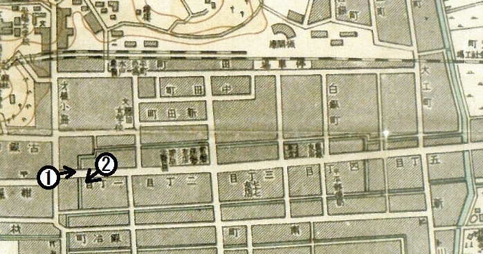 ■地図4  平字一町目～五町目　〔1.8,000地形図　昭和7(1932)年頃〕