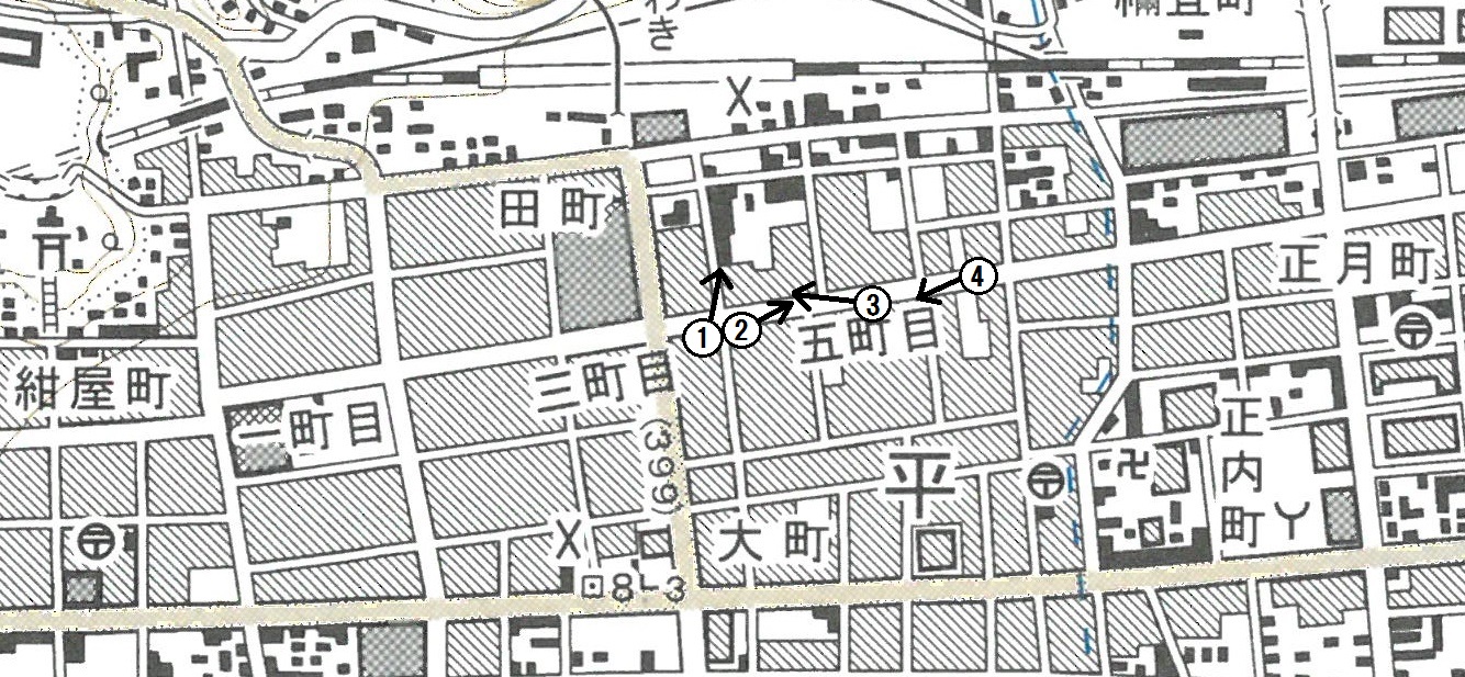 ■地図5  平一～五町目〔1.25,000地形図　平(平成18年更新)〕