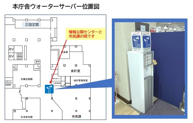 本庁舎ウォーターサーバー位置図