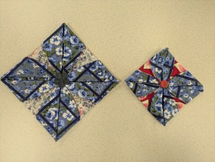 古布で折り紙風コースター教室写真