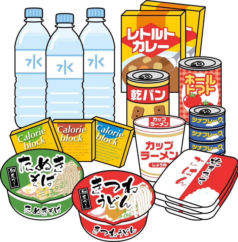 フードドライブで提供可能な食品のイラスト