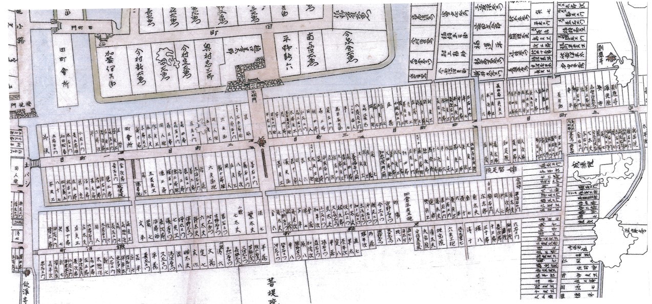 ■地図1 一町目~五町目 〔元和8(1622)年 「岩城平城内外一覧図」の一部〕